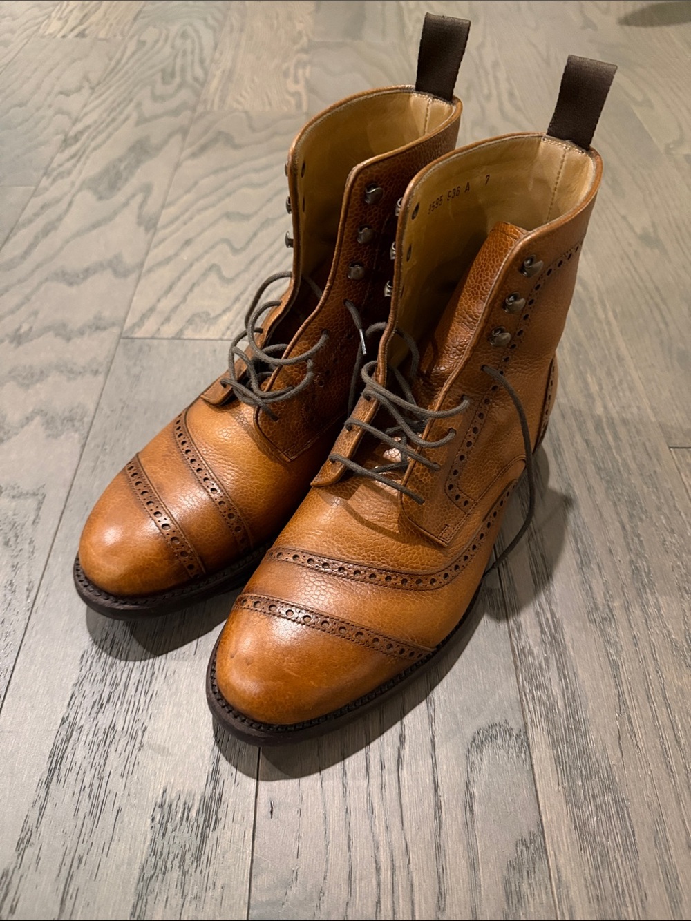 Taft Brown Leather Brogue Lace-Up Boots